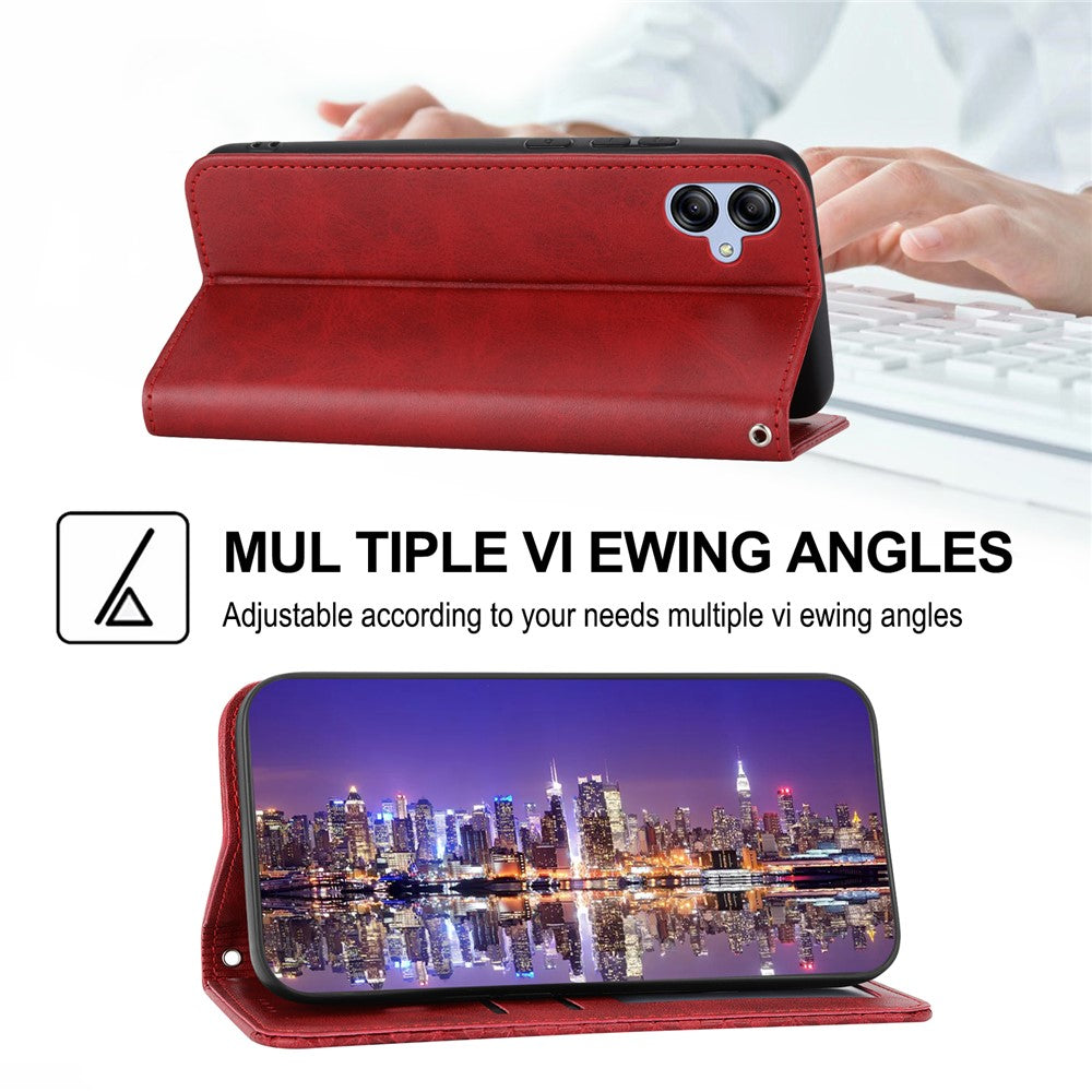 Til Samsung Galaxy A04e 4G / F04 4G / M04 4G Imprinted Rhombus Pattern Kalvetekstur Telefoncover PU Læder Wallet Stand Magnetisk Lukning Cover