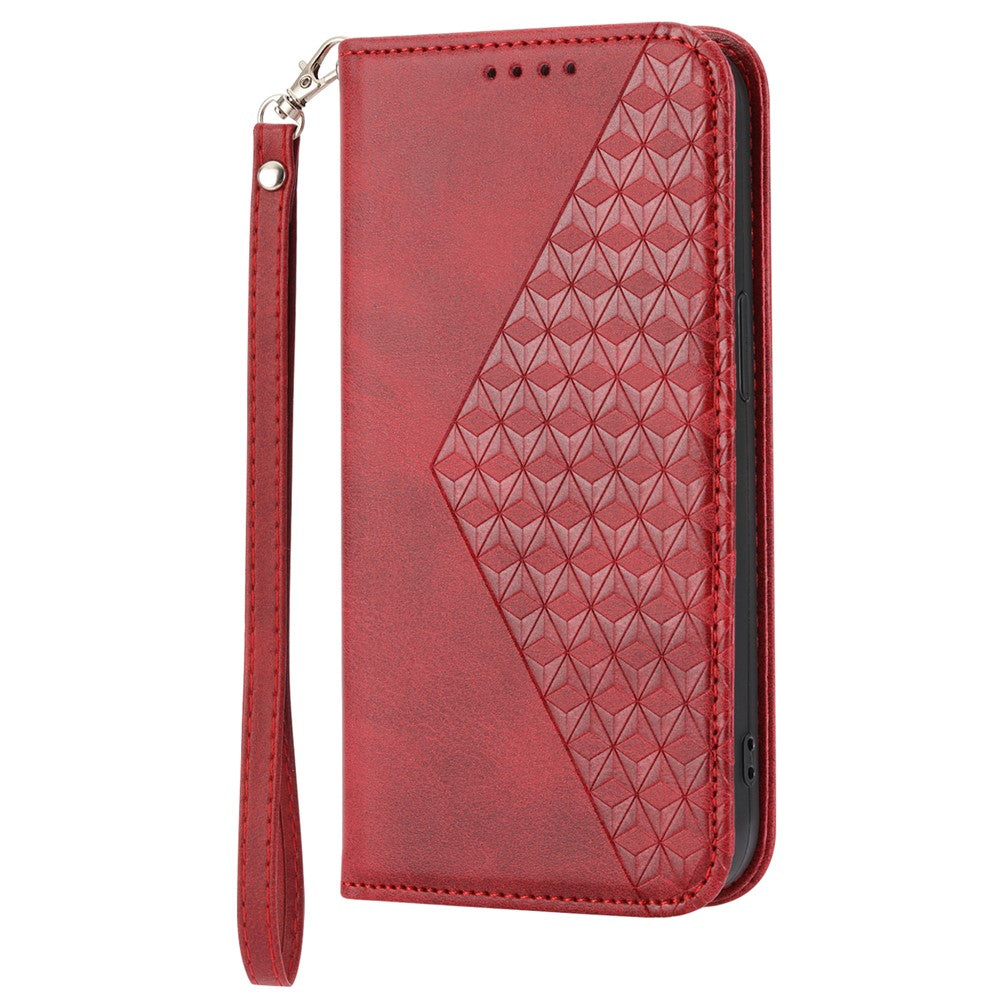 Til Samsung Galaxy A04e 4G / F04 4G / M04 4G Imprinted Rhombus Pattern Kalvetekstur Telefoncover PU Læder Wallet Stand Magnetisk Lukning Cover