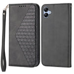 Til Samsung Galaxy A04e 4G / F04 4G / M04 4G Imprinted Rhombus Pattern Kalvetekstur Telefoncover PU Læder Wallet Stand Magnetisk Lukning Cover