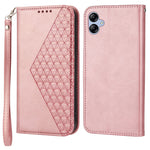 Til Samsung Galaxy A04e 4G / F04 4G / M04 4G Imprinted Rhombus Pattern Kalvetekstur Telefoncover PU Læder Wallet Stand Magnetisk Lukning Cover