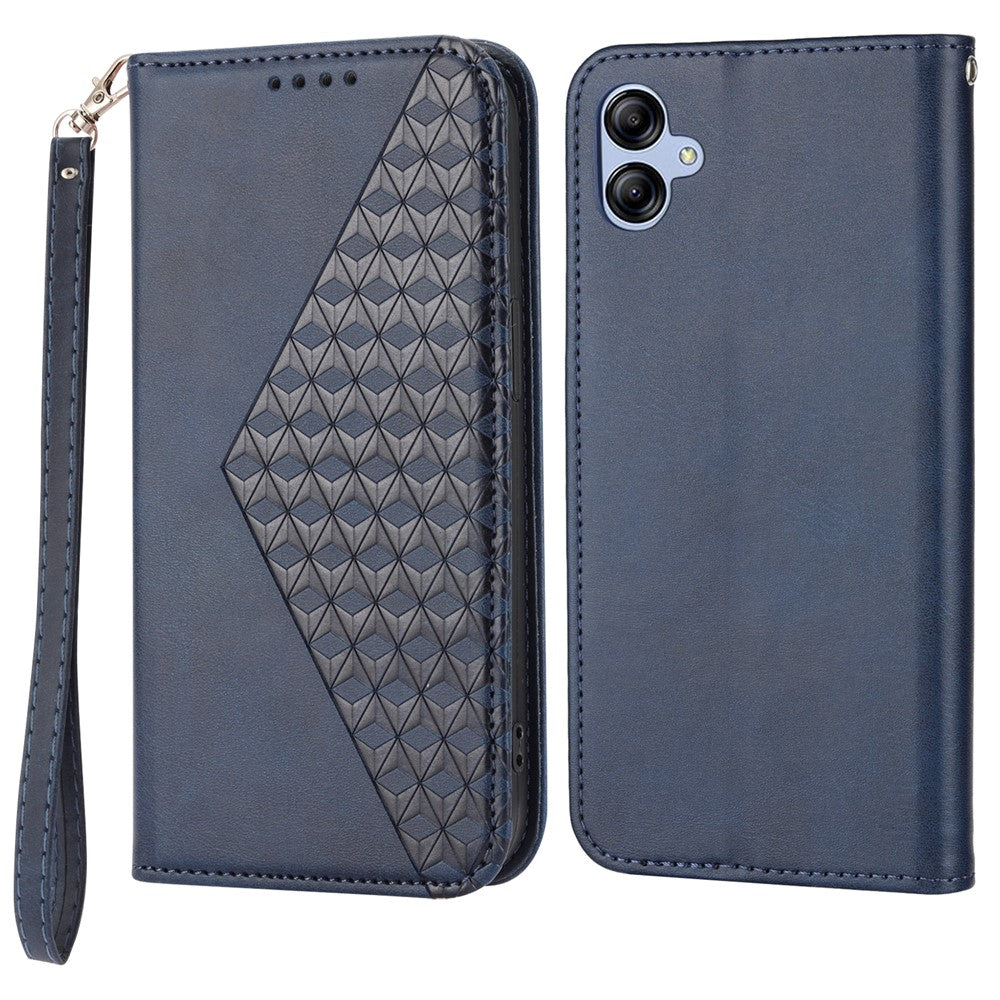 Til Samsung Galaxy A04e 4G / F04 4G / M04 4G Imprinted Rhombus Pattern Kalvetekstur Telefoncover PU Læder Wallet Stand Magnetisk Lukning Cover