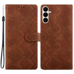 For Samsung Galaxy S26 FE Wallet Case Imprinted Ethnic Pattern Leather Phone Cover with Wrist Strap