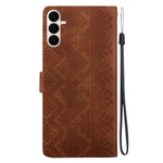 For Samsung Galaxy S26 FE Wallet Case Imprinted Ethnic Pattern Leather Phone Cover with Wrist Strap