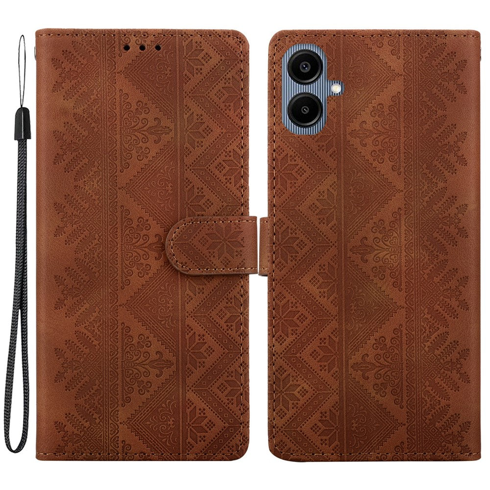 Til Samsung Galaxy A08 5G / A08 4G / A07 5G / A07 4G / A06 5G / A06 4G Pung Etui Præget Etnisk Mønster Læder Telefoncover med Håndrem