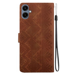 Samsung Galaxy A08 5G / A08 4G / A07 5G / A07 4G / A07s 4G / A06 5G / A06 4G Plånboksfodral Läderfodral med tryckt etniskt mönster och handledsrem
