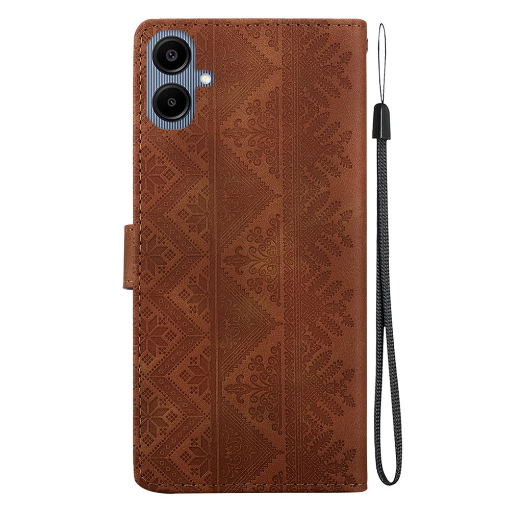 Samsung Galaxy A08 5G / A08 4G / A07 5G / A07 4G / A07s 4G / A06 5G / A06 4G Plånboksfodral Läderfodral med tryckt etniskt mönster och handledsrem
