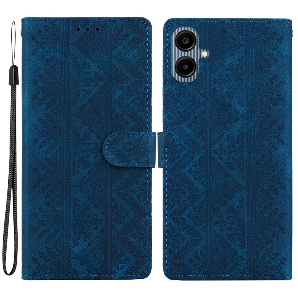 Samsung Galaxy A08 5G / A08 4G / A07 5G / A07 4G / A07s 4G / A06 5G / A06 4G Plånboksfodral Läderfodral med tryckt etniskt mönster och handledsrem