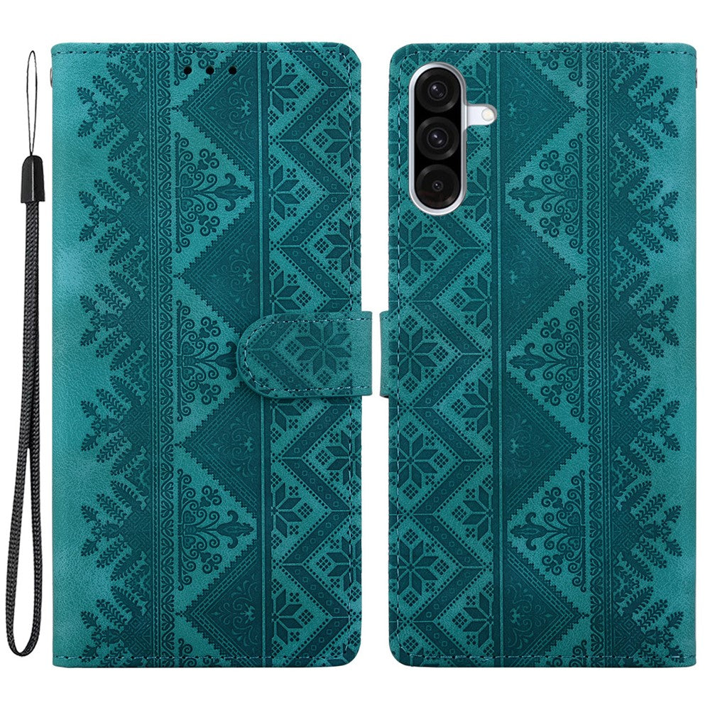For Samsung Galaxy A36 5G  /  A37 5G Wallet Case Imprinted Ethnic Pattern Leather Phone Cover with Wrist Strap