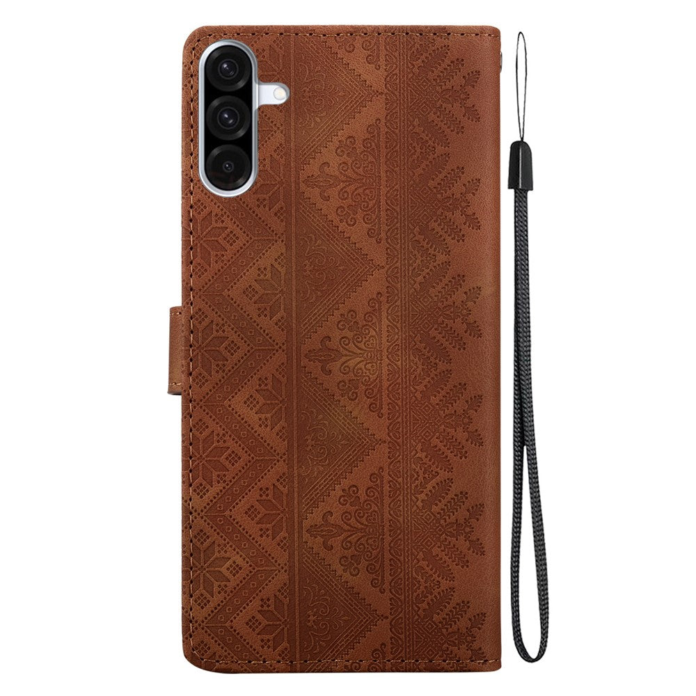 Til Samsung Galaxy A56 5G Pung Etui Med Præget Etnisk Mønster Læder Telefoncover med Håndrem