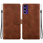For Samsung Galaxy A27 5G Wallet Case Imprinted Ethnic Pattern Leather Phone Cover with Wrist Strap