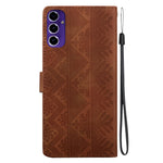 For Samsung Galaxy A27 5G Wallet Case Imprinted Ethnic Pattern Leather Phone Cover with Wrist Strap