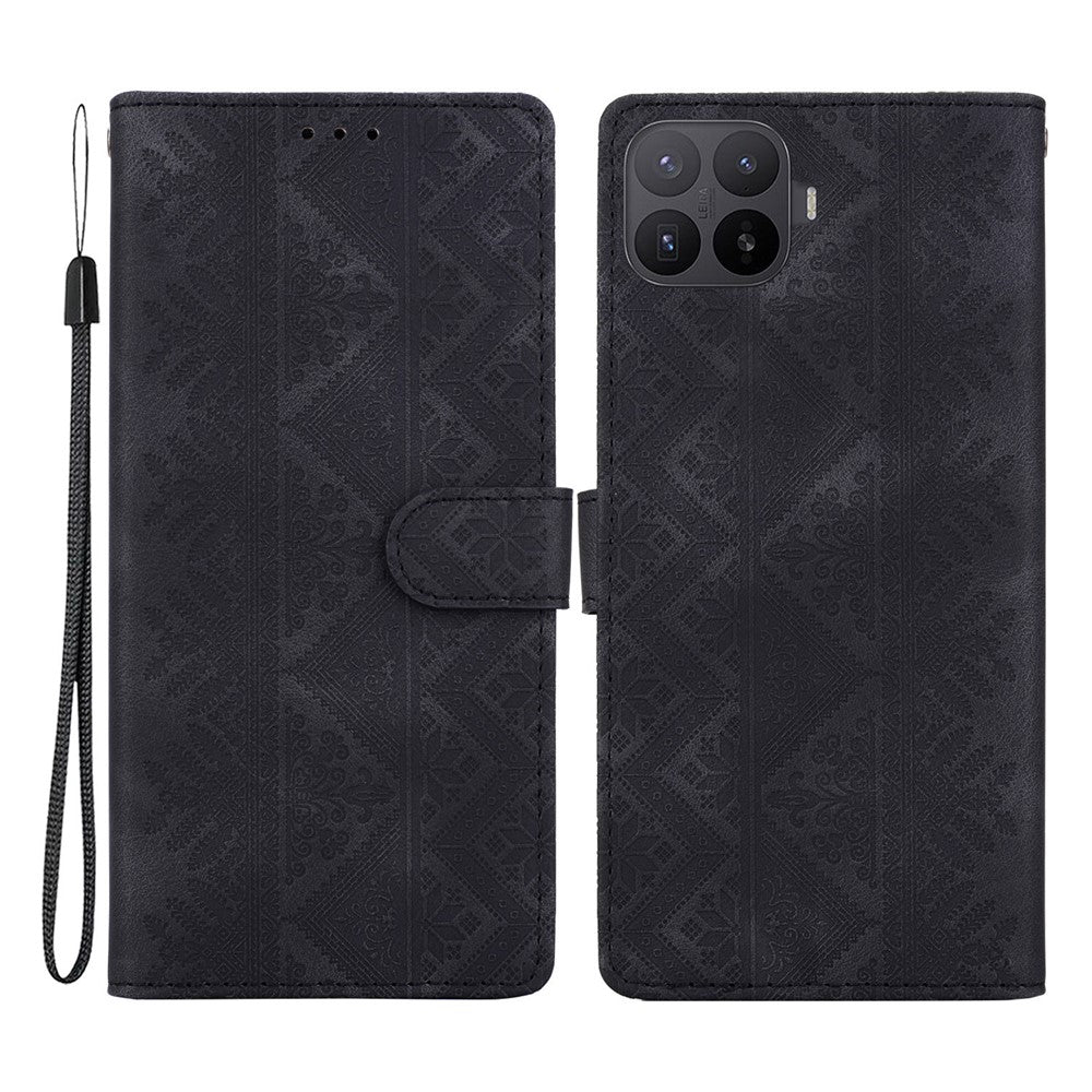 For Xiaomi 17T Pro Wallet Case Imprinted Ethnic Pattern Leather Phone Cover with Wrist Strap