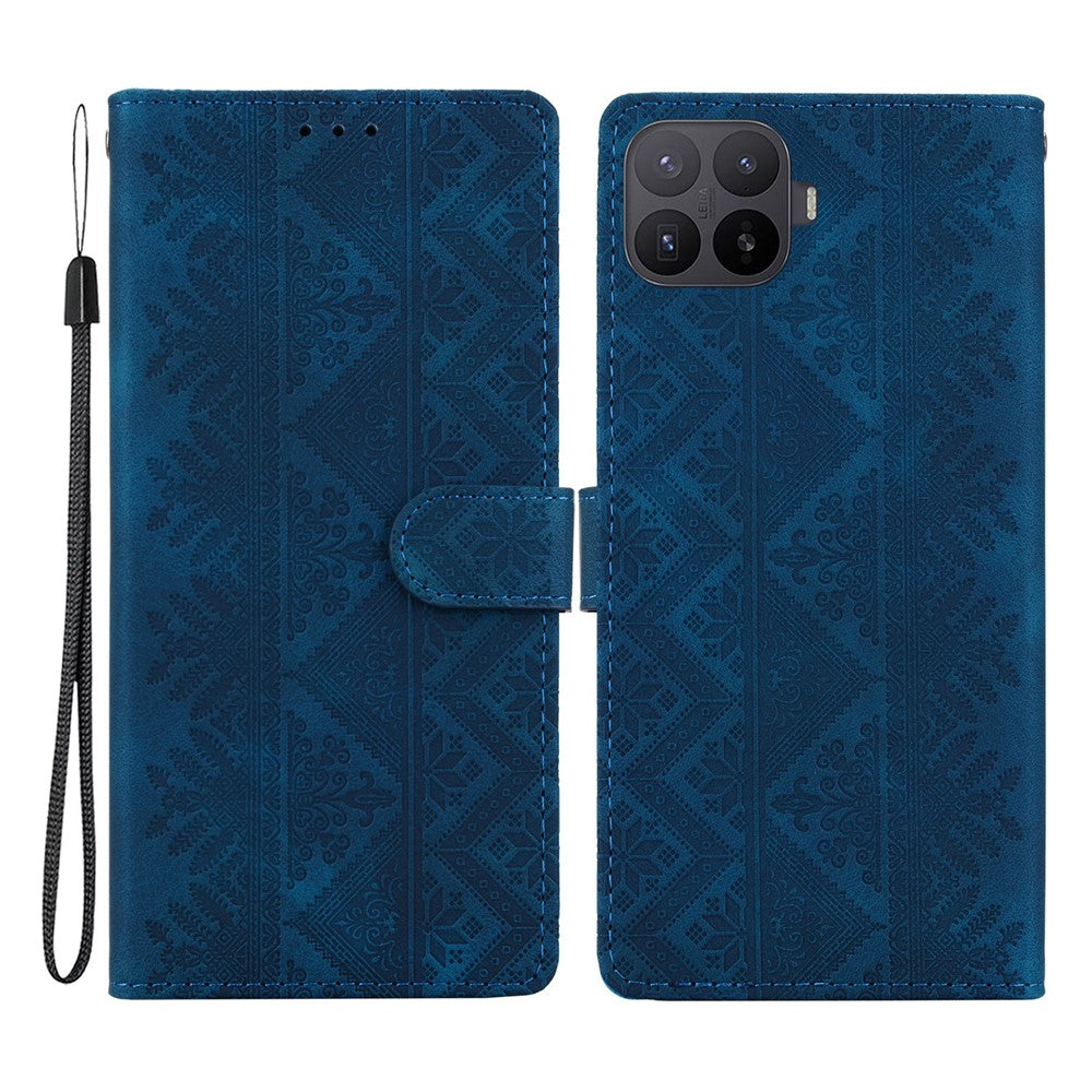 For Xiaomi 17T Pro Wallet Case Imprinted Ethnic Pattern Leather Phone Cover with Wrist Strap