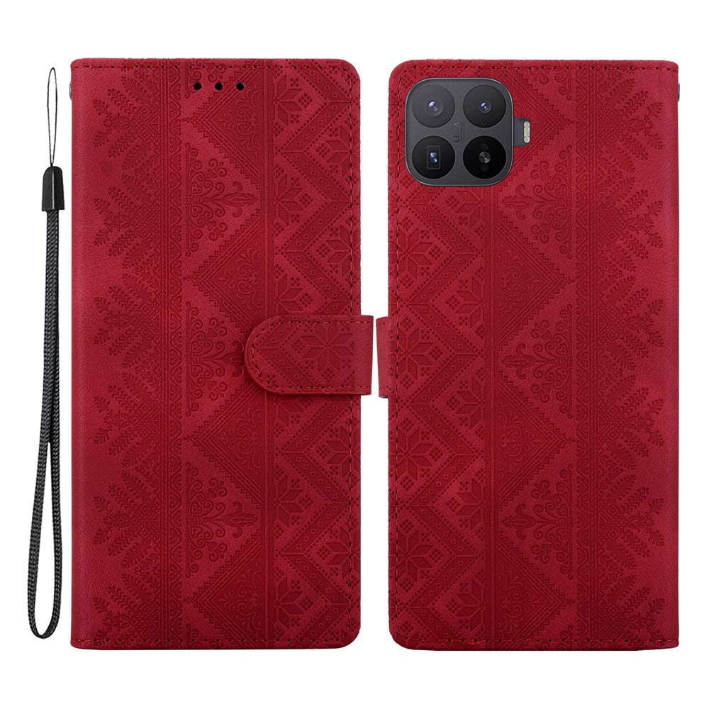 For Xiaomi 17T Pro Wallet Case Imprinted Ethnic Pattern Leather Phone Cover with Wrist Strap