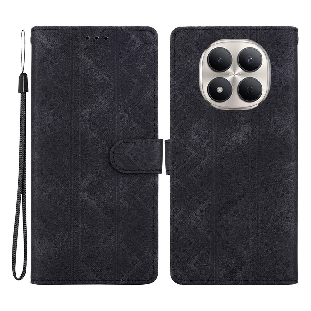 For Xiaomi Redmi Note 15 Pro+ 5G (Global)  /  Poco M8 Pro 5G Wallet Case Imprinted Ethnic Pattern Leather Phone Cover with Wrist Strap