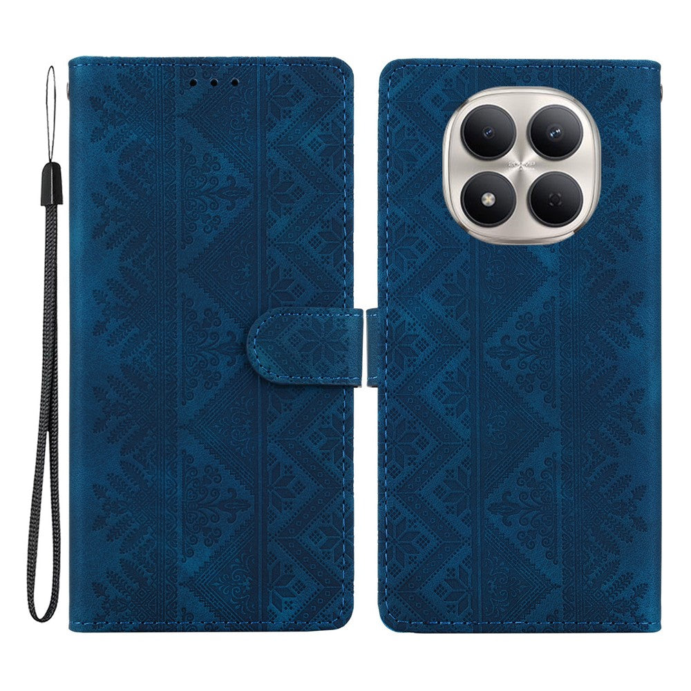 For Xiaomi Redmi Note 15 Pro+ 5G (Global)  /  Poco M8 Pro 5G Wallet Case Imprinted Ethnic Pattern Leather Phone Cover with Wrist Strap