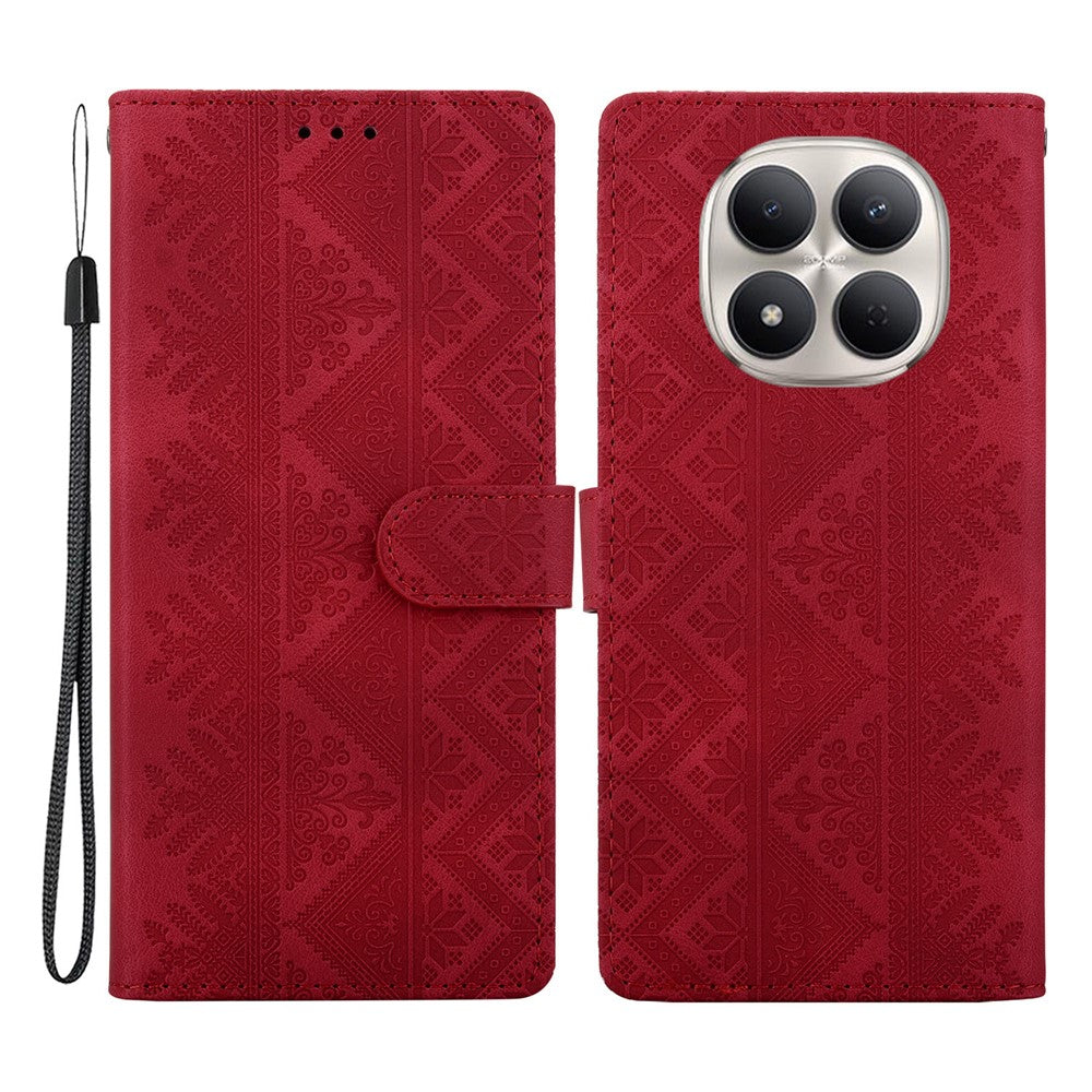 For Xiaomi Redmi Note 15 Pro+ 5G (Global)  /  Poco M8 Pro 5G Wallet Case Imprinted Ethnic Pattern Leather Phone Cover with Wrist Strap