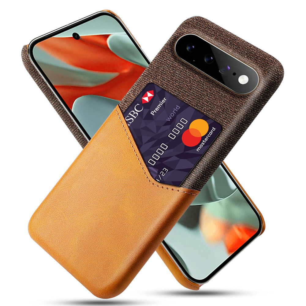 For Google Pixel 11 Pro XL Case PU Leather Cloth Texture Hard PC Phone Cover with Card Holder