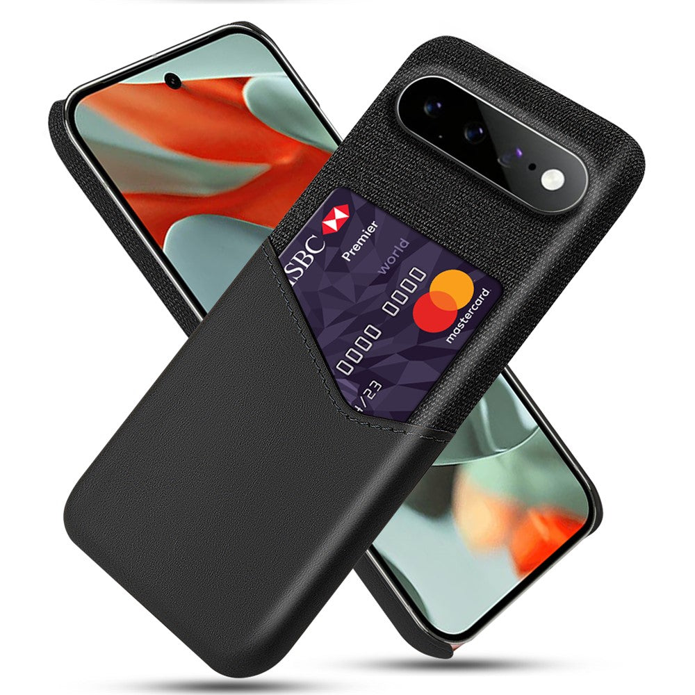 For Google Pixel 11 Pro XL Case PU Leather Cloth Texture Hard PC Phone Cover with Card Holder