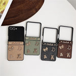 Til Samsung Galaxy Z Flip8 Cover Månekrater Tekstur Læder + PC Beskyttende Cover med Rhinestone Metal Charms