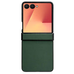 For Samsung Galaxy Z Flip7 5G Case Cross Texture Hinge Protection Leather + PC Foldable Phone Cover