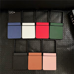 For Samsung Galaxy Z Flip7 5G Case Cross Texture Hinge Protection Leather + PC Foldable Phone Cover