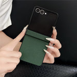 For Samsung Galaxy Z Flip7 5G Case Cross Texture Hinge Protection Leather + PC Foldable Phone Cover