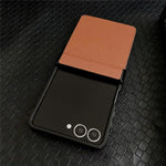 For Samsung Galaxy Z Flip7 5G Case Cross Texture Hinge Protection Leather + PC Foldable Phone Cover