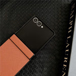 For Samsung Galaxy Z Flip7 5G Case Cross Texture Hinge Protection Leather + PC Foldable Phone Cover