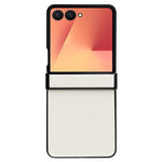 For Samsung Galaxy Z Flip7 5G Case Cross Texture Hinge Protection Leather + PC Foldable Phone Cover
