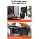 For TECNO Pova 8 5G Magnetic Case Ring Holder Foldable Kickstand TPU PC Phone Cover with Camera Lens Slider
