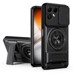 For TECNO Pova 8 5G Magnetic Case Ring Holder Foldable Kickstand TPU PC Phone Cover with Camera Lens Slider