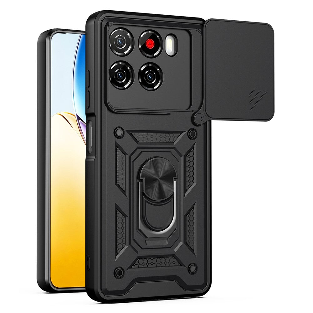 Til ZTE Blade A56 cover med skydelåg til kamera PC + TPU stativ telefoncover