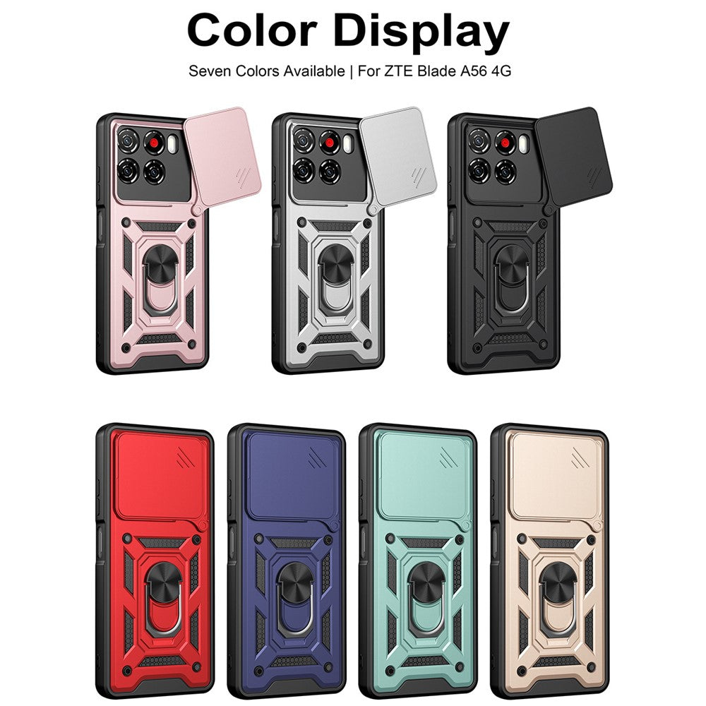Til ZTE Blade A56 cover med skydelåg til kamera PC + TPU stativ telefoncover
