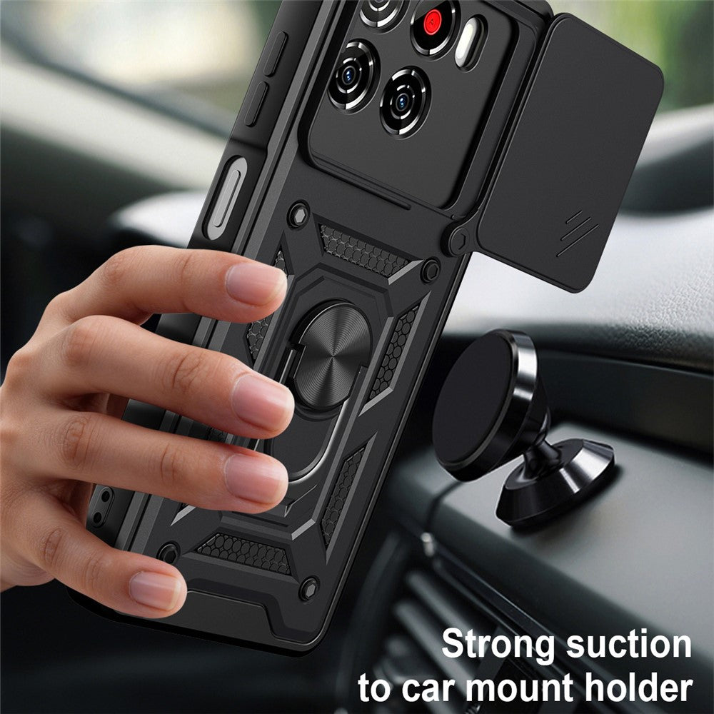 Til ZTE Blade A56 cover med skydelåg til kamera PC + TPU stativ telefoncover