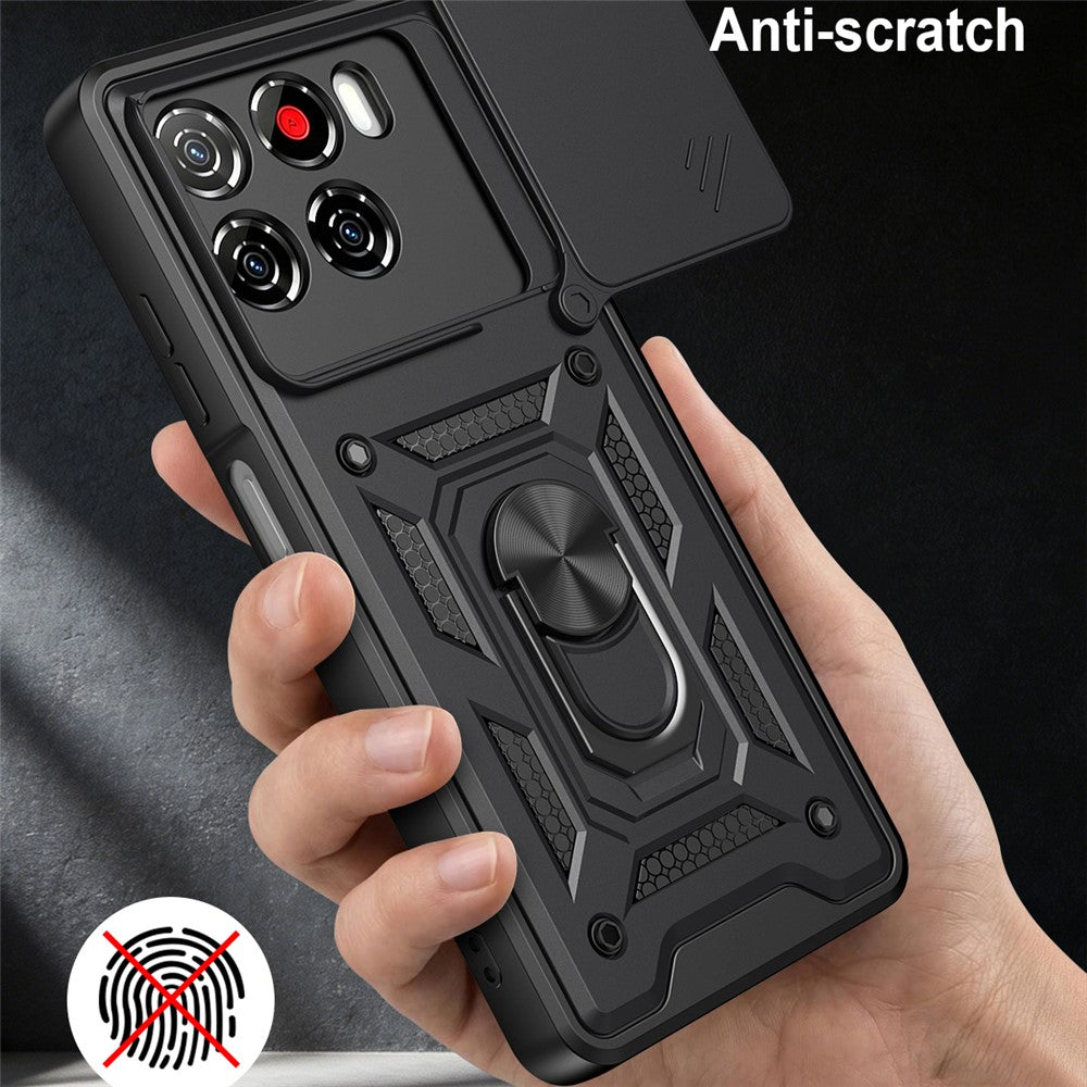 Til ZTE Blade A56 cover med skydelåg til kamera PC + TPU stativ telefoncover