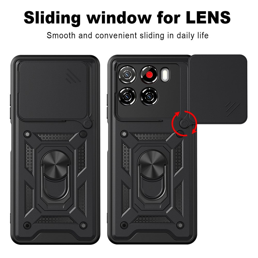 Til ZTE Blade A56 cover med skydelåg til kamera PC + TPU stativ telefoncover