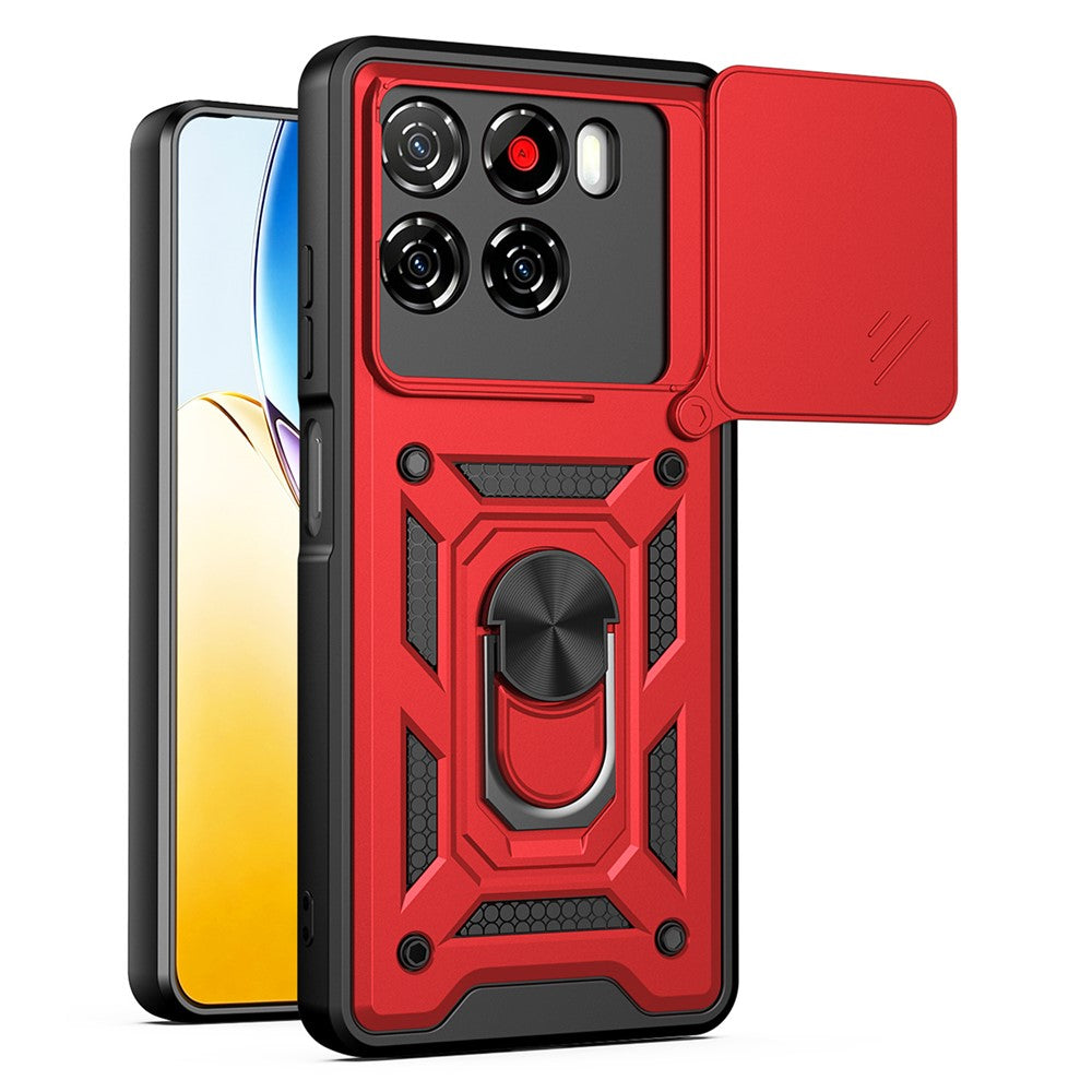 Til ZTE Blade A56 cover med skydelåg til kamera PC + TPU stativ telefoncover