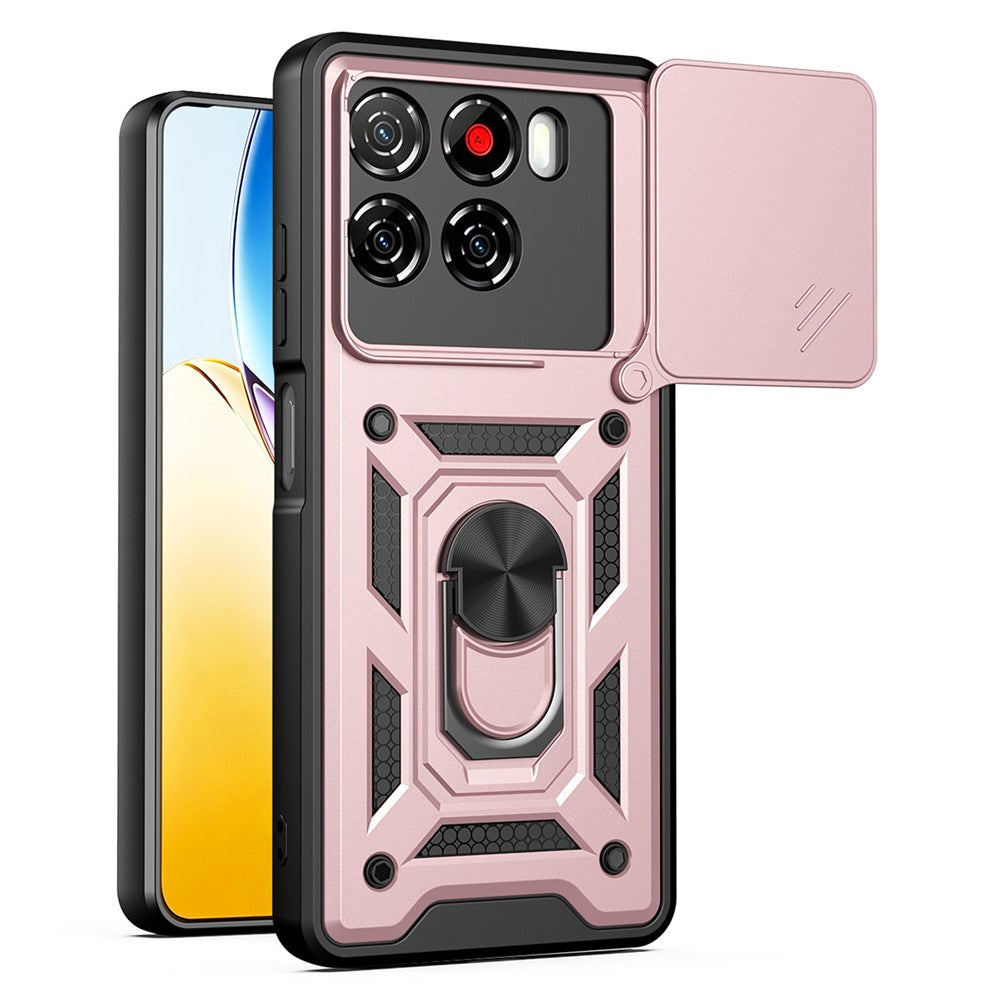 Til ZTE Blade A56 cover med skydelåg til kamera PC + TPU stativ telefoncover