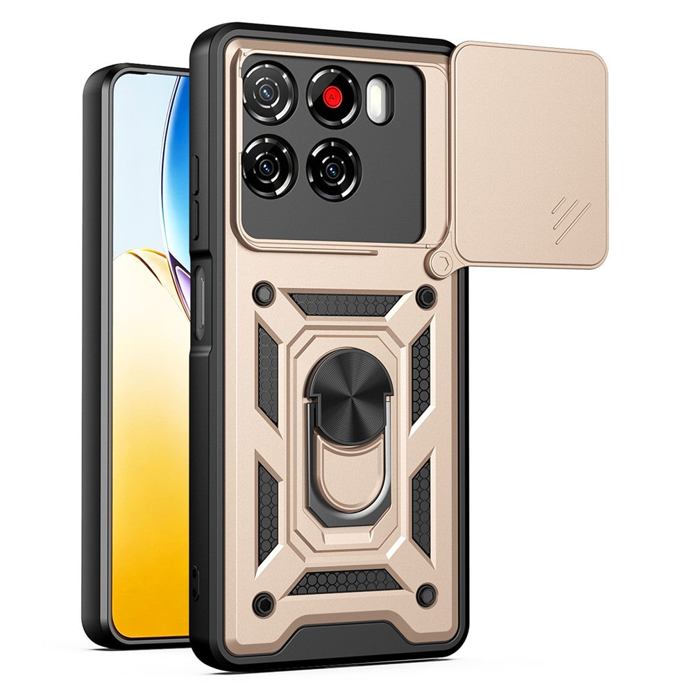 Til ZTE Blade A56 cover med skydelåg til kamera PC + TPU stativ telefoncover