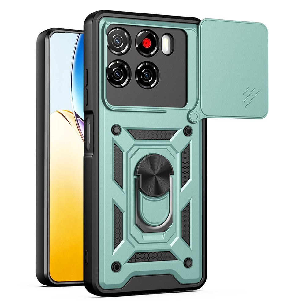 Til ZTE Blade A56 cover med skydelåg til kamera PC + TPU stativ telefoncover