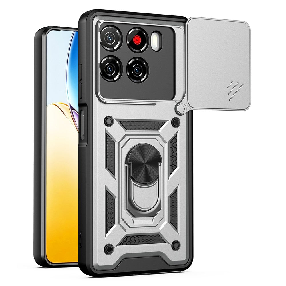 Til ZTE Blade A56 cover med skydelåg til kamera PC + TPU stativ telefoncover