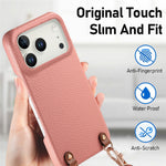 For iPhone 18 Pro Max / 17 Pro Max Litchi Pattern Case with Lanyard Shockproof PC PU Leather Cover