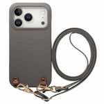 For iPhone 18 Pro Max / 17 Pro Max Litchi Pattern Case with Lanyard Shockproof PC PU Leather Cover