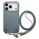 For iPhone 18 Pro / 17 Pro Litchi Pattern Case with Lanyard Shockproof PC PU Leather Cover