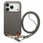 For iPhone 18 Pro / 17 Pro Litchi Pattern Case with Lanyard Shockproof PC PU Leather Cover