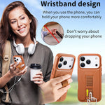 CASENEO For iPhone 18 Pro Max / 17 Pro Max Magnetic Case Wristband PU Leather + PC Shockproof Phone Cover
