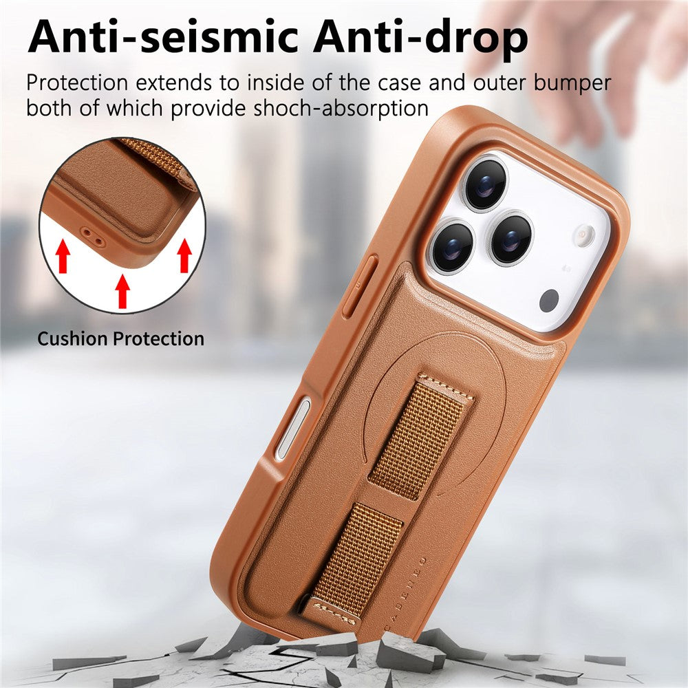 CASENEO For iPhone 18 Pro Max / 17 Pro Max Magnetic Case Wristband PU Leather + PC Shockproof Phone Cover