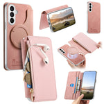 For Samsung Galaxy S25 Magnetic Case Detachable 2 in 1 Flip Wallet Leather Phone Cover with Suction Cup