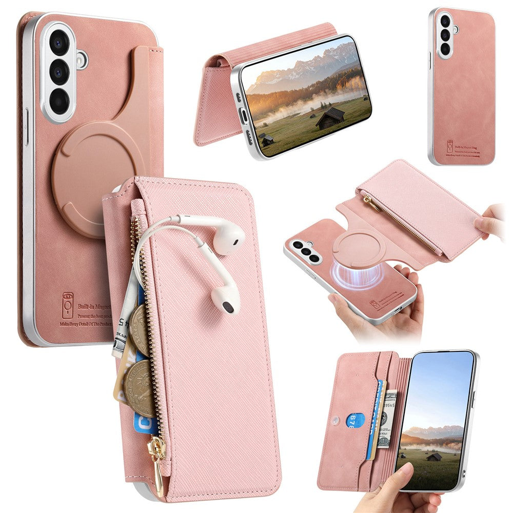 For Samsung Galaxy S25 Magnetic Case Detachable 2 in 1 Flip Wallet Leather Phone Cover with Suction Cup